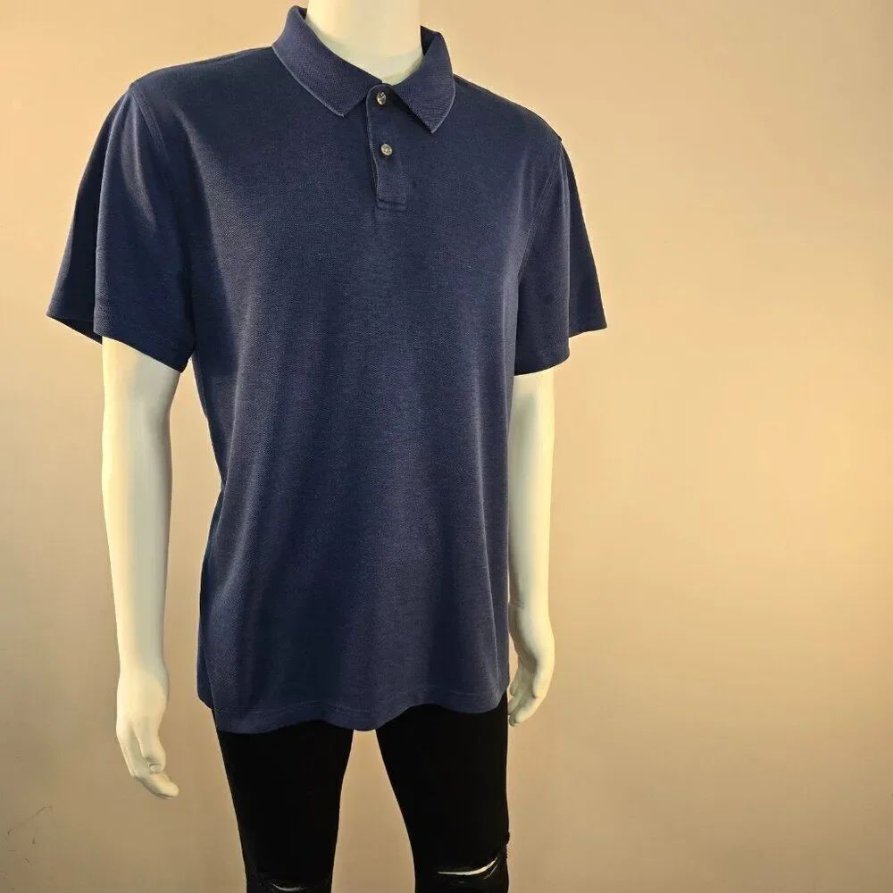 Tasso Elba Mens Polo Shirt Size XL Blue Short Sleeve Supima Cotton